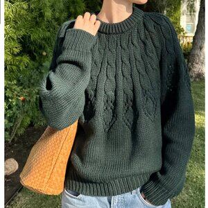 A.L.C Montie Deep Emerald Wool Cable Knit Sweater (XS)